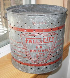 Antique Falls City Bait / Minnow Bucket ~ Adirondack Fishing