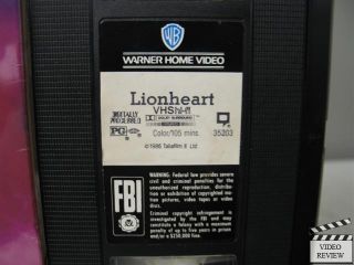 Lionheart VHS Eric Stoltz Gabriel Byrne Nicola Cowper 085393520335