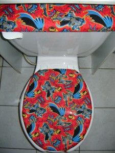 DC Comic Super Hero Batman Fabric Toilet Seat Cover Set