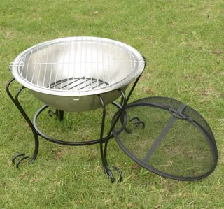 New 18 outdoor patio round fire pit stainless steel fireplace
