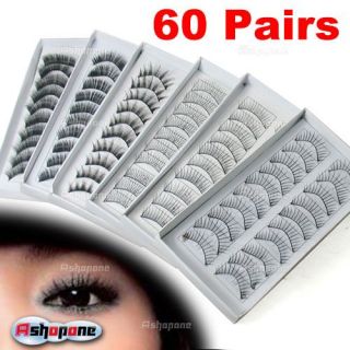 60 Pair 6 Style Long False Eyelashes Eyelash Eye Lashes