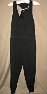 Diane Von Furstenberg  Estefan Black Cotton Blend Knit Jumpsuit Sz