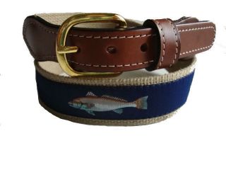  Leather Canvas Fishing Belt Redfish Red Fish Select Size