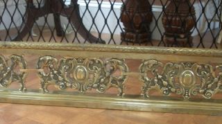 RARE Massive Antique Brass Fireplace Fender French Style w Top Grid