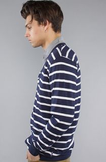 All Day The Cardigan in Navy White Stripe