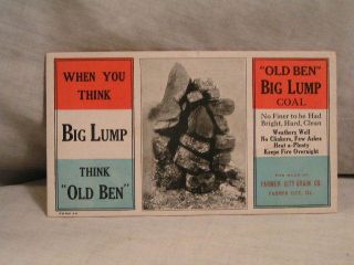 Ink Blotter for Old Ben Coal from Farmer City IL