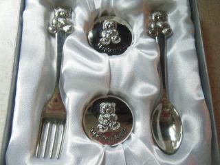 Baby Keepsake Set Spoon Fork First Curl First Tooth Teddy Bear Very