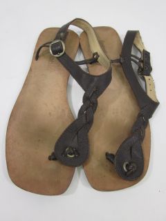 Faryl Robin Brown Leather Flat Thongs Sandals Size 7 5