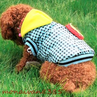  Strawberry Blue Checked SMALL Dog Coat Fleece Dog Clothes Pet Supplies