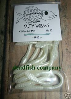 DEADFISH Salty Worm 5 Diamond Tail Fishing Worms Pearl