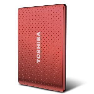 New Toshiba 1TB Portable External Hard Drive Red Automatic Backup Free