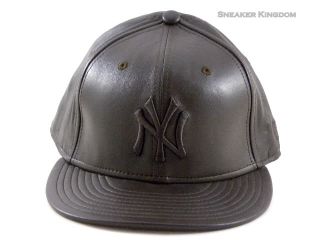 New Era New York Yankees Leather Winter Brown Fitted Baseball Hat Cap