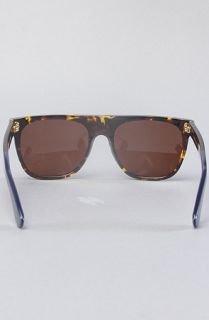 Super Sunglasses The Flat Top Sunglasses in Yellow Tortoise and Blue