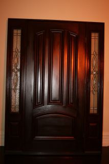 Therma Tru Fiberglass Entry Door & 2 Side Lites Dark Mahogany Stain