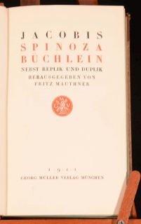 1912 Jacobis Spinoza Buchlein Edited by Fritz Muthner Philosophy