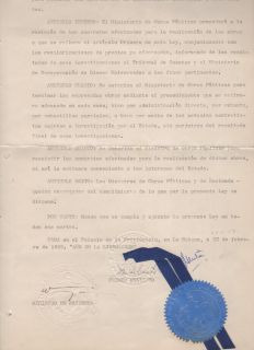 Signed Fidel Castro Manuel Urrutia Document Revolution 23 February