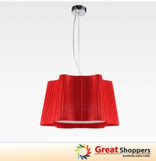  Red Fabric Shade Ceiling Light Pendant Lamp Fixture Lighting