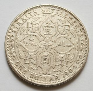 Straits Settlements Edward VII Silver Dollar 1904 B VF