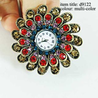  Colored Floral Zirconia Gemstone Adjustable Finger Watch Ring