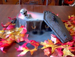 Color Changing Skeleton in Coffin Fogger Halloween Prop