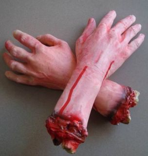 bloody fake lifesize arm hand halloween prop that i can send you need