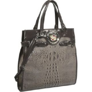 Handbags Ashley M Cadillac Croc Embossed Tote Grey 