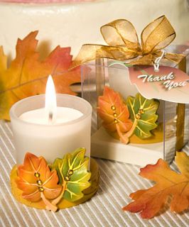72 Fall Theme Leaf Design Candles Wedding Party Favors