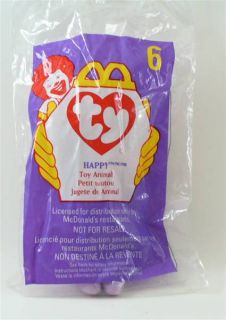 1998 McDonalds Teenie Beanie #6 Happy the Hippo. Teenie Beanie is