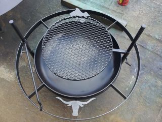 Fire Pit Bowl BBQ 60 in w Grill Hook 25 in Thick