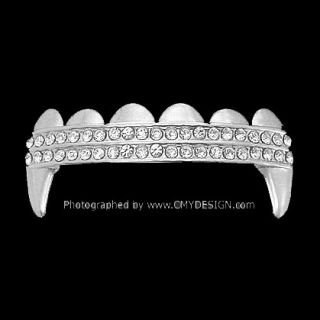 Best Seller Vampire Fangs Grillz Iced Out Top Teeth Grill Silver