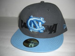 New Era Hat Cap Fitted Size 7 1 4 NCAA Carolina Tar Heels Gray Blue S
