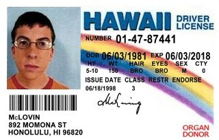  Novelty ID from DVD Movie Superbad Fogel Fake PVC Plastic Card