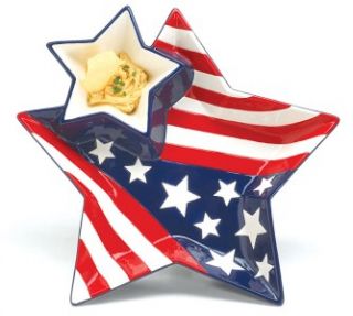 Chip DIP Platter Tray Patriotic American Flag Star New