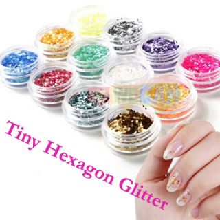 12 Color Tiny Hexagon Shiny Glitter Flake Powder For Nail Art