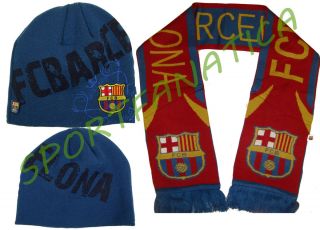 FC BARCELONA OFFICIAL NEW soccer Scarf & Beanie hat cap Kit set team
