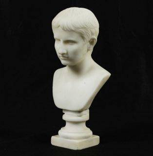  MARBLE BUST OF THE YOUNG AUGUSTUS (OCTAVIAN) SIGNED G. FEDELE, NAPOLI