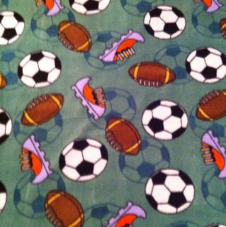  Sports Soccer and Footballs All Over Fleece Fabric by The Yard