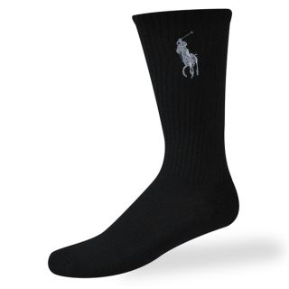 Polo Ralph Lauren Mens Socks Technical Big Pony Crew Black 3 Pairs