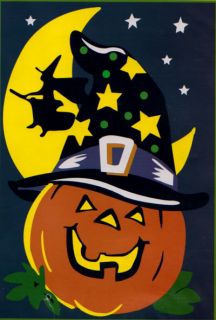 Halloween Flag Pumpkin Witch Moon Stars Large House Porch Size 28 x 40