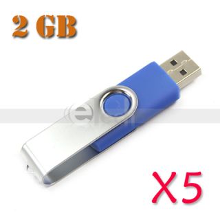  New 2GB 2 GB 2G USB 2.0 Flash Memory Drive Thumb Swivel Design Blue