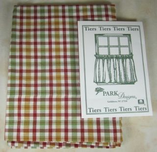  Ivory Mustard Sage Green Plaid Picket Fence Curtain Tiers 72x24