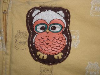 Forever Orchid Owl Applique Print Zip Hoodie Sweatshirt Jacket Gold