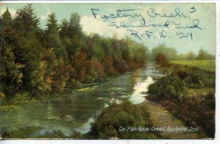 Rushville Indiana Flat Rock Creek Vintage Postcard 1909