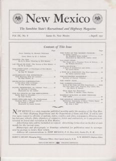 1931 August New Mexico Magazine Fort Union Santa FE