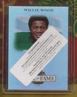 WILLIE WOOD 2012 PRESS PASS LEGENDS HALL OF FAME RARE AUTO REDEMPTION