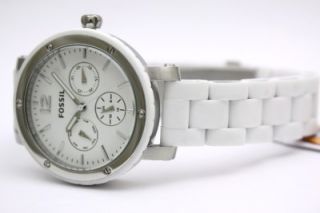 fossil women multifunction steel white silicone wrapped band watch