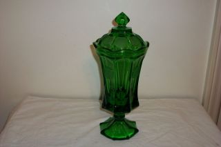 13 Tall Fostoria Emerald Green Vase Coin Glass Urn