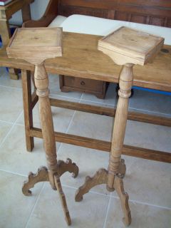 Pair Wood Floor Plant or Candle Holder Stand Primitive Rustic