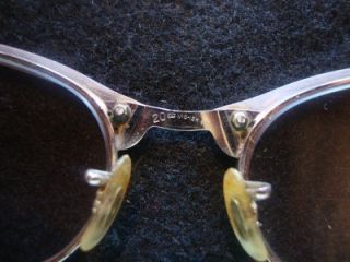  ANTIQUE INLAYED 1/10TH 12 K GF CATS EYE GLASSES, 4 1/4 ALUMINUM,NICE