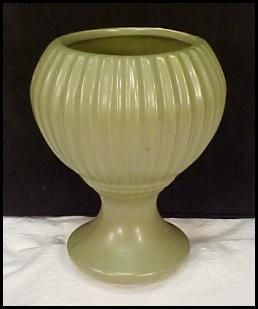 Retro Mod McCoy Pottery Matte Green Floraline Vase ORB
